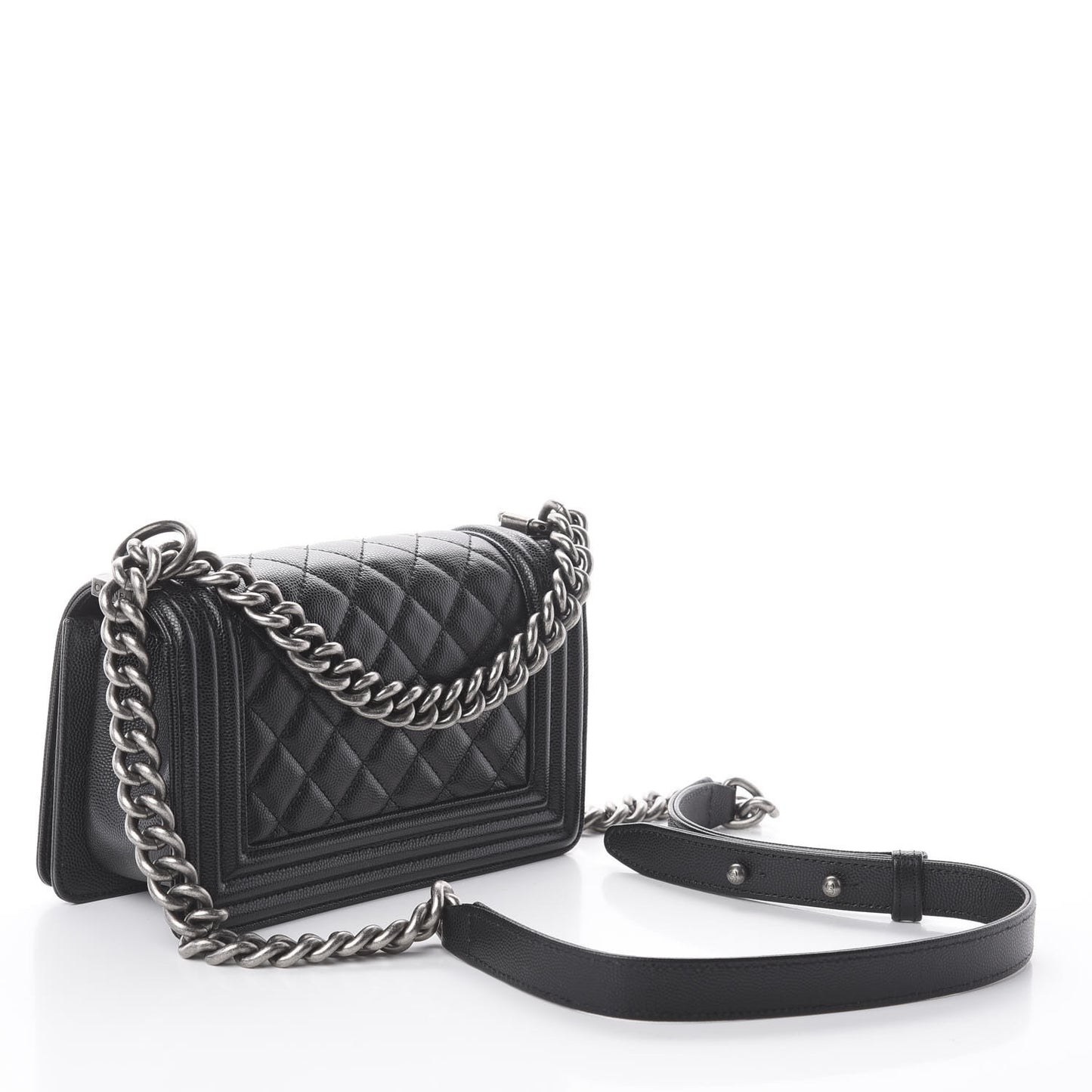Caviar Quilted Small Boy Flap Black