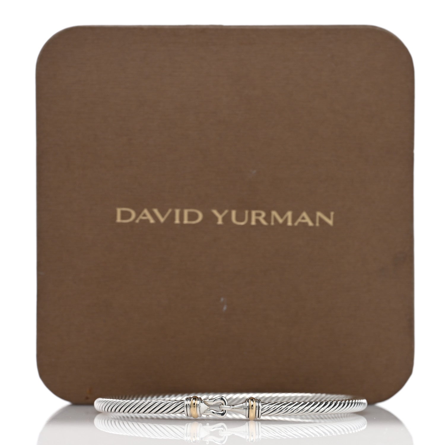David Yurman Sterling Silver 18K Yellow Gold 4mm Cable Classic Buckle Bracelet 4 of 4
