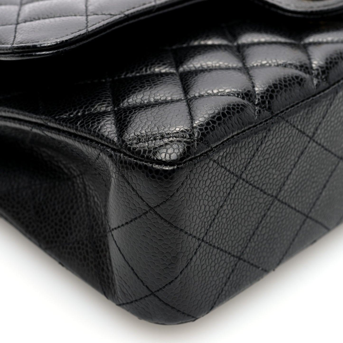 Caviar Quilted Medium Double Flap Black
