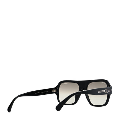 Chanel Crystal CC Shield Sunglasses 71432A Black Silver 4 of 9