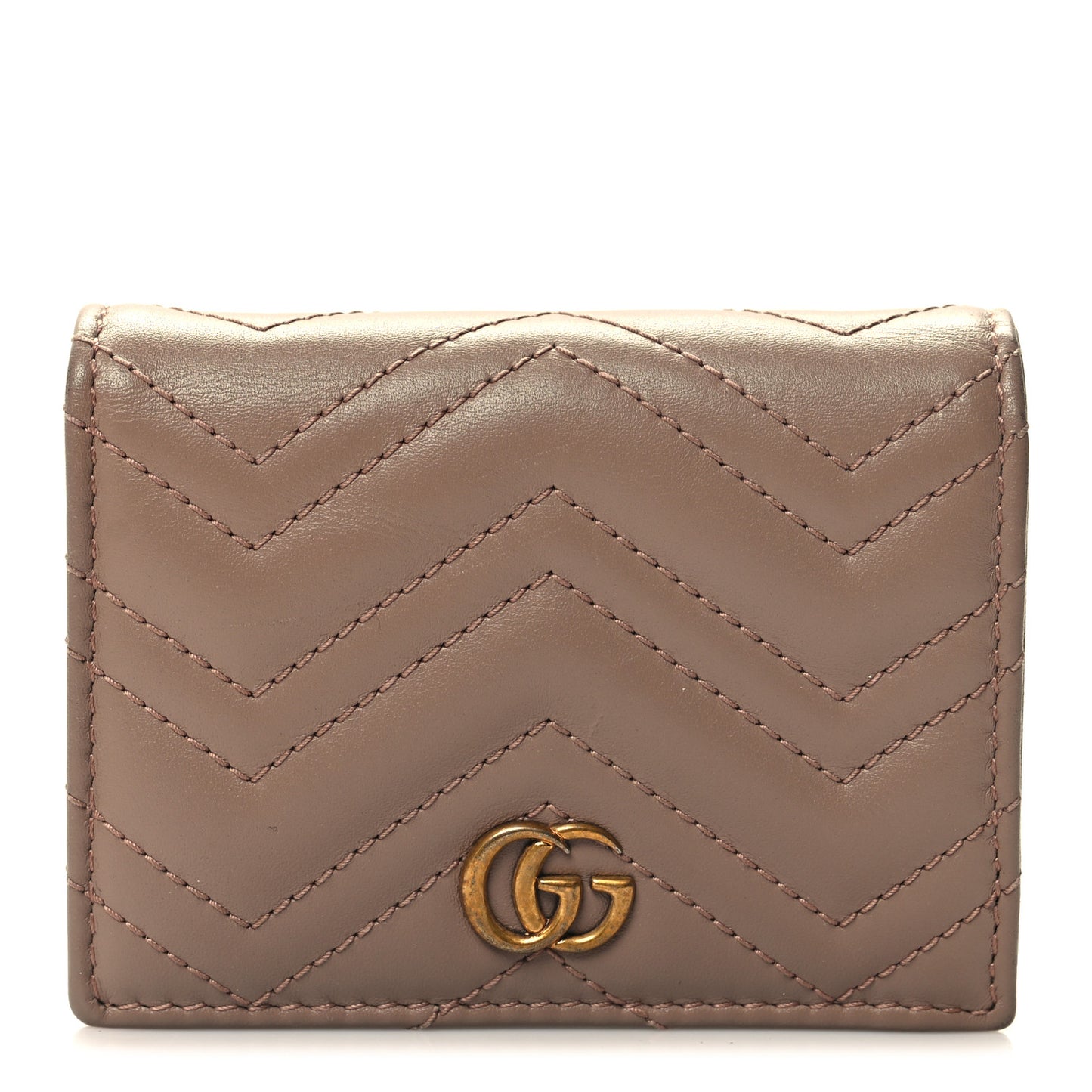 Calfskin Matelasse GG Marmont Card Case Porcelain Rose