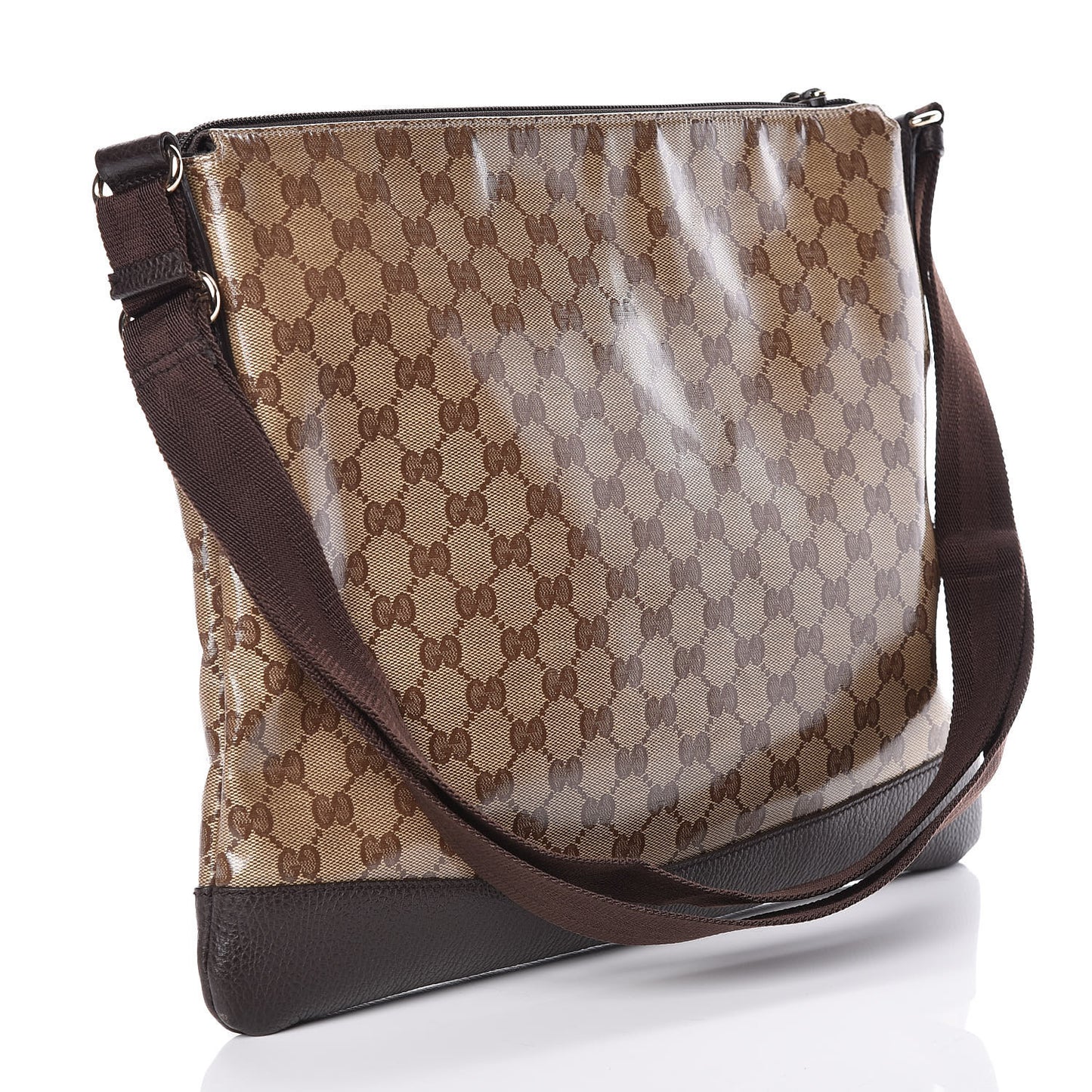Crystal Monogram Large Flat Messenger Bag Dark Brown