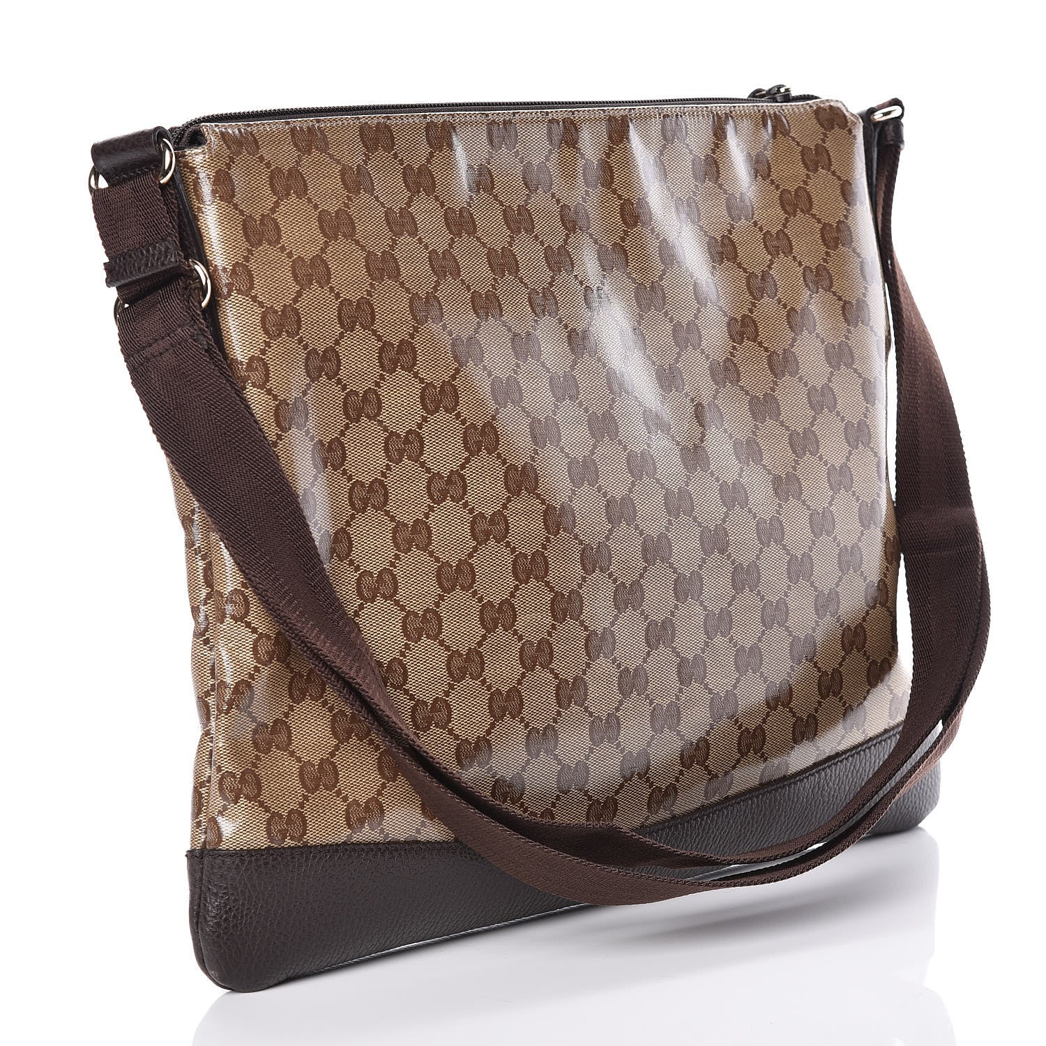 Gucci Crystal Monogram Large Flat Messenger Bag Dark Brown 3 of 9