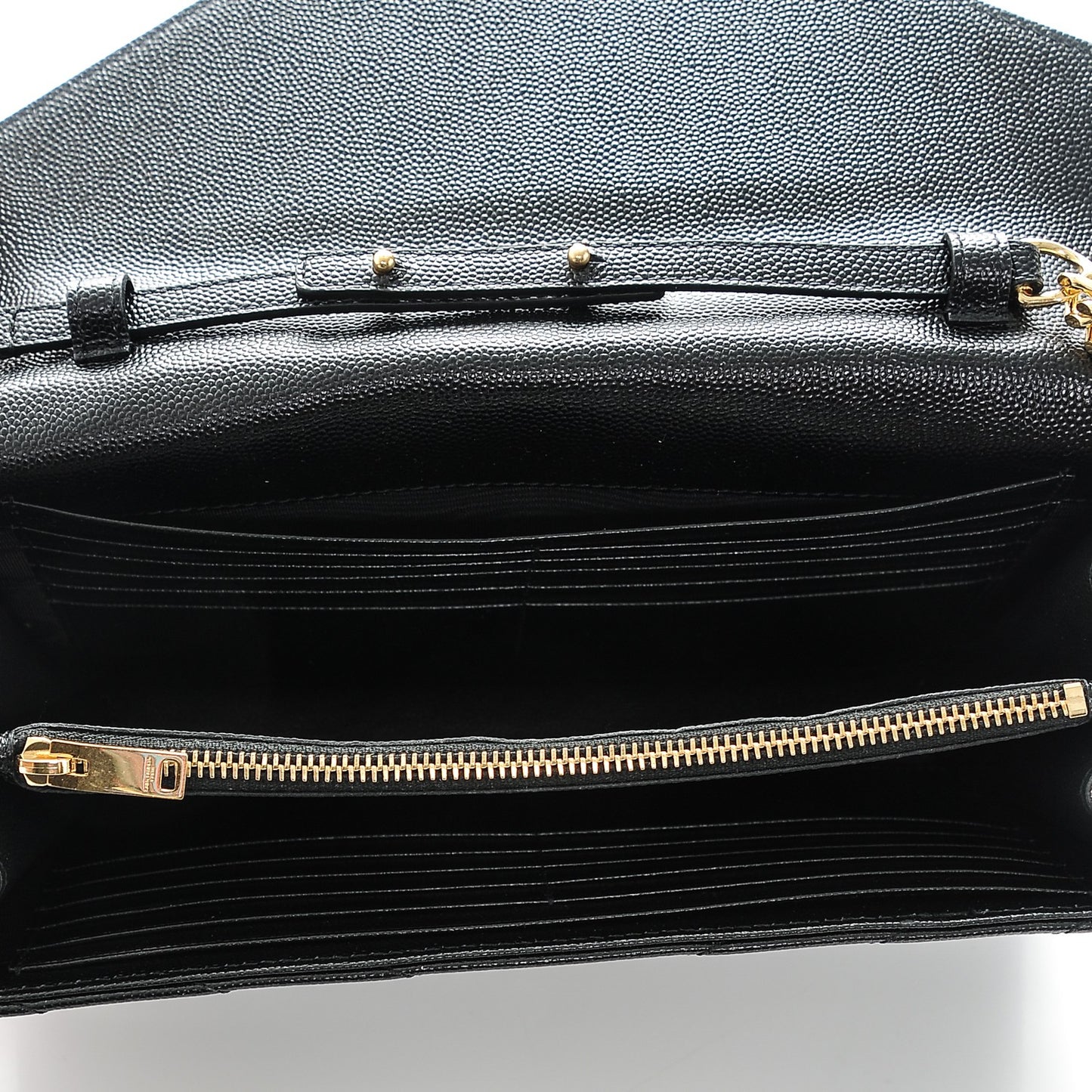 Grain De Poudre Matelasse Chevron Monogram Chain Wallet Black