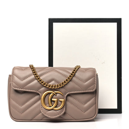 Gucci Calfskin Matelasse Super Mini GG Marmont Shoulder Bag Porcelain Rose 12 of 12