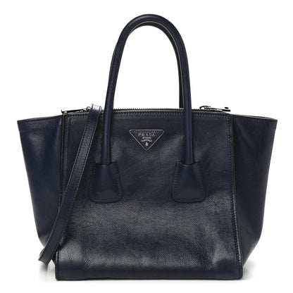 Prada Glace Calf Small Twin Pocket Tote Baltico 1 of 9