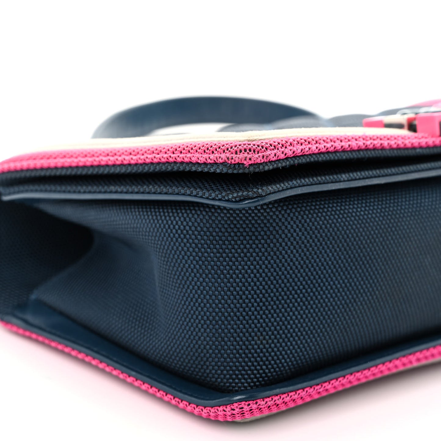 Canvas Quilted Medium Fluo Boy Flap Dark Navy Fuchsia Grey