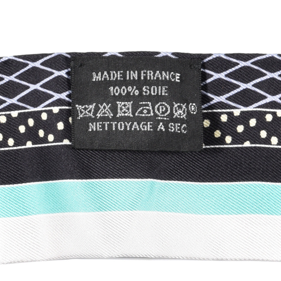 Hermes Silk Twilly Grand Theatre Nouveau Black Bleu Vert 4 of 4