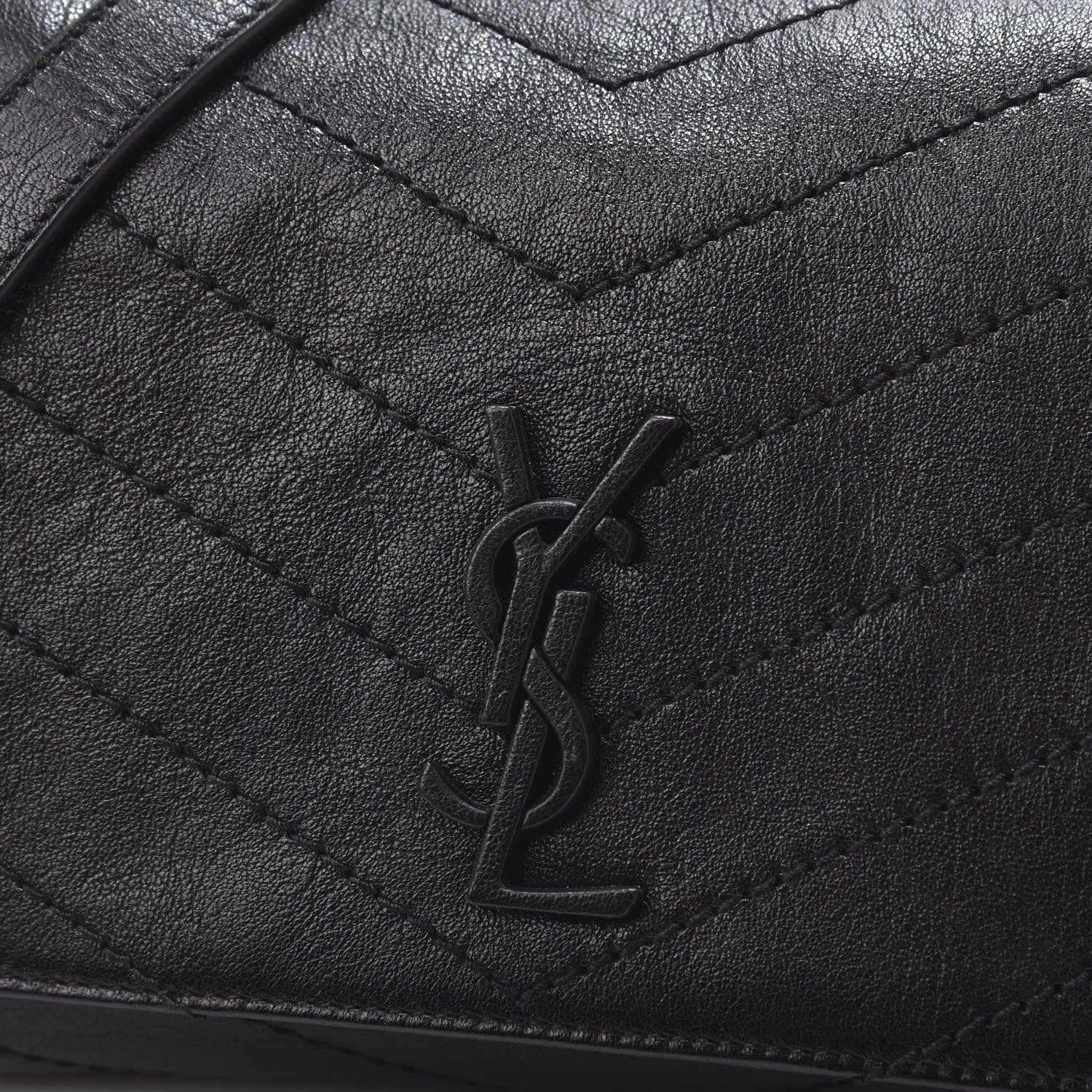 Saint Laurent Pebbled Lambskin Chevron Monogram Small Nolita Black 11 of 12
