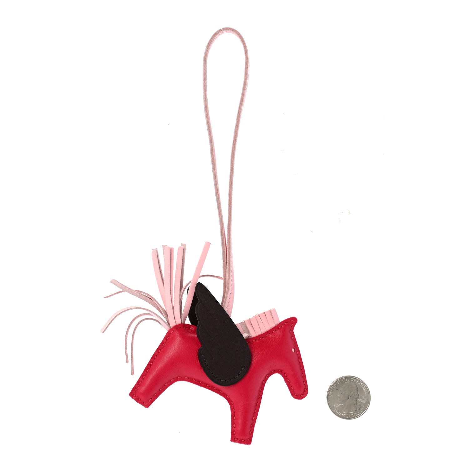 Hermes Milo Lambskin Grigri Rodeo Pegase Horse Bag Charm PM  Framboise Rose Sakura Rouge Sellier 2 of 6