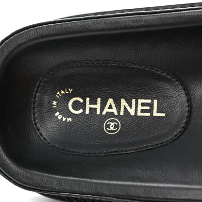 Chanel Lambskin Cha-Nel Mule Sandals 37 Black Multicolor 7 of 12