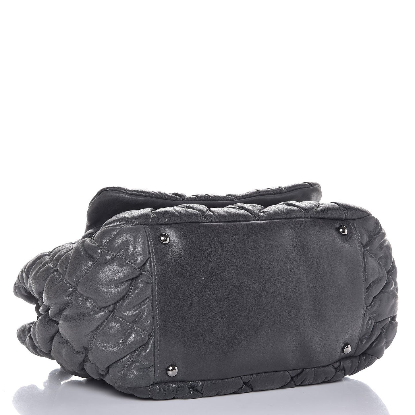 Calfskin Bubble Quilt Accordion Flap Grey