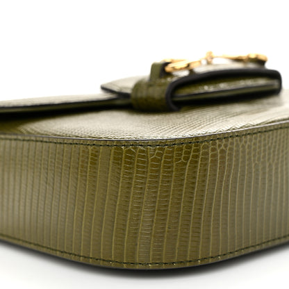 Gucci Lizard Web Mini Horsebit 1955 Shoulder Bag Green 10 of 11