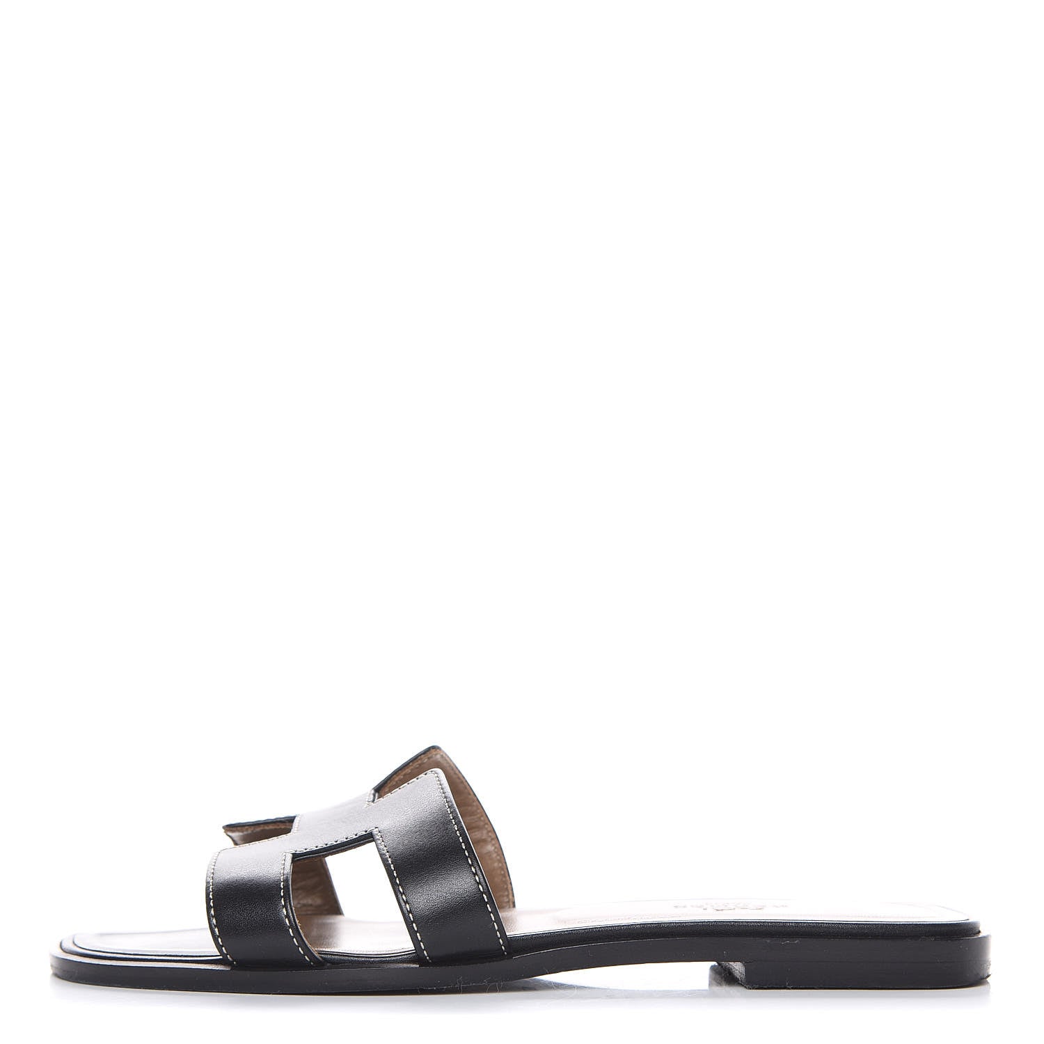 Hermes Box Calfskin Oran Sandals 37 Black 1 of 10