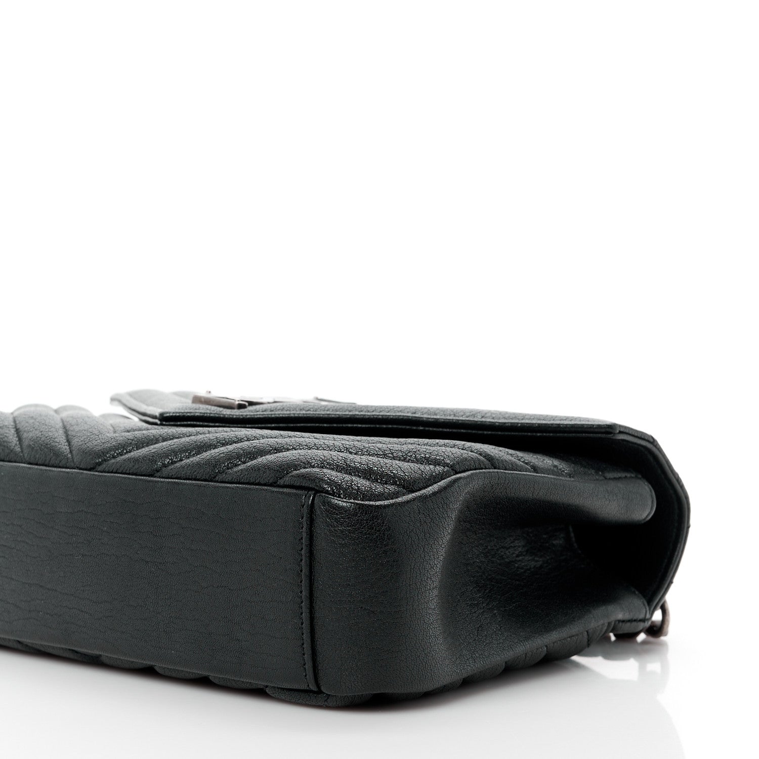 Saint Laurent Sheepskin Matelasse Chevron Monogram Medium College Bag Black 11 of 13