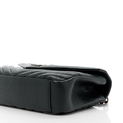 Saint Laurent Sheepskin Matelasse Chevron Monogram Medium College Bag Black 11 of 13