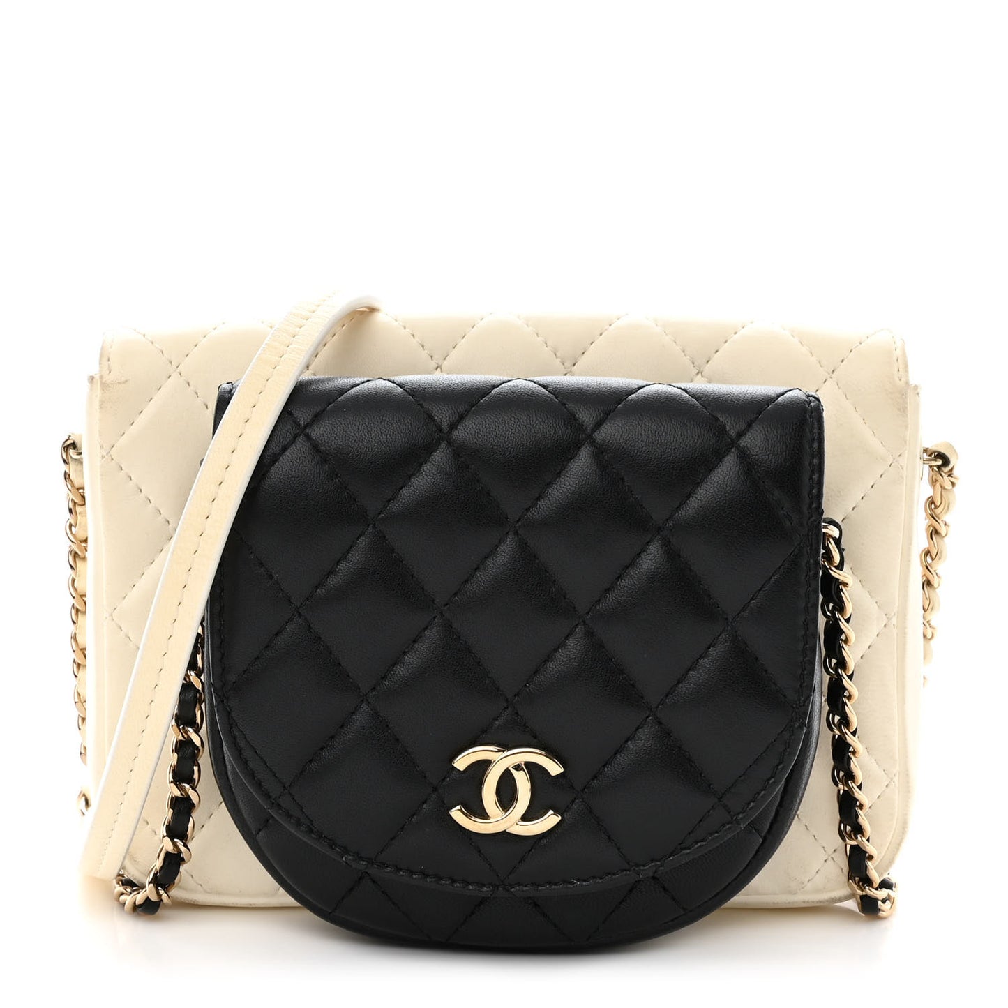 Lambskin Quilted Side Packs White Black