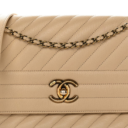 Chanel Shiny Goatskin Diagonal Quilted Medium Flap Beige 8 of 12