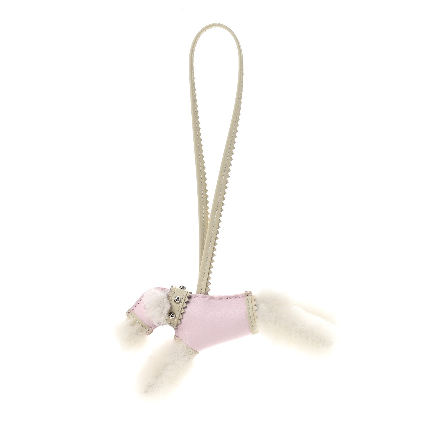 Hermes Milo Lambskin Epsom Shearling Budy Apic Charm Ecru Rose Darling 1 of 5