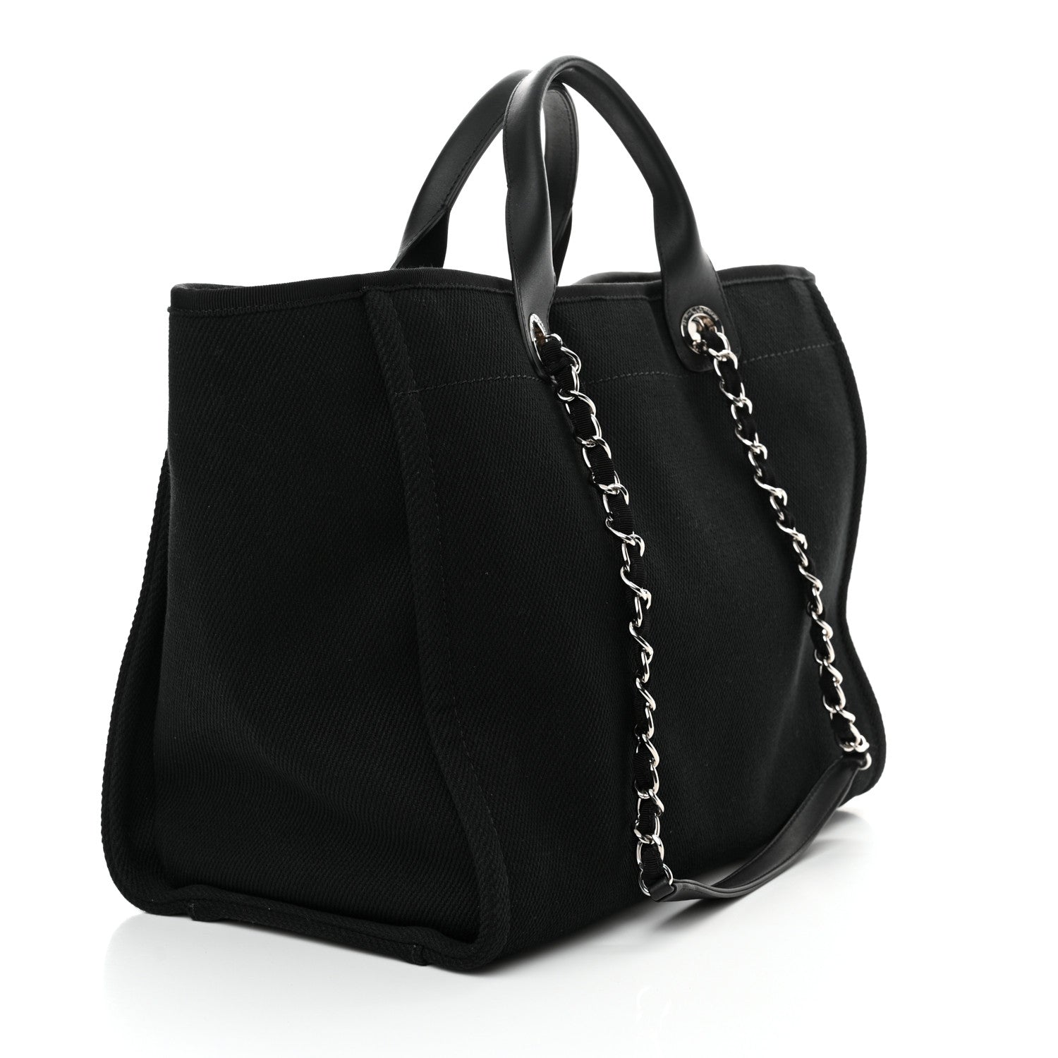 Chanel Canvas Pearl Medium Deauville Tote Black 3 of 12