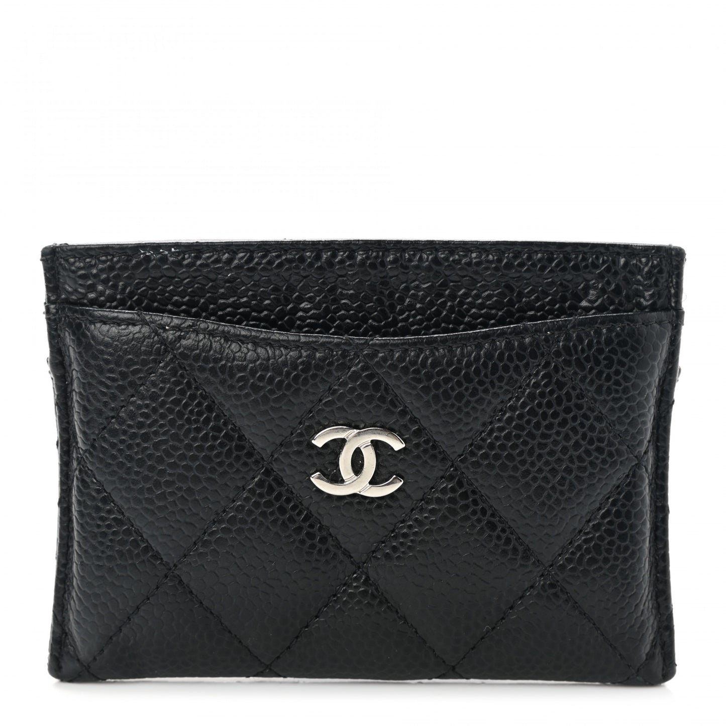 Caviar Quilted Card Holder Black