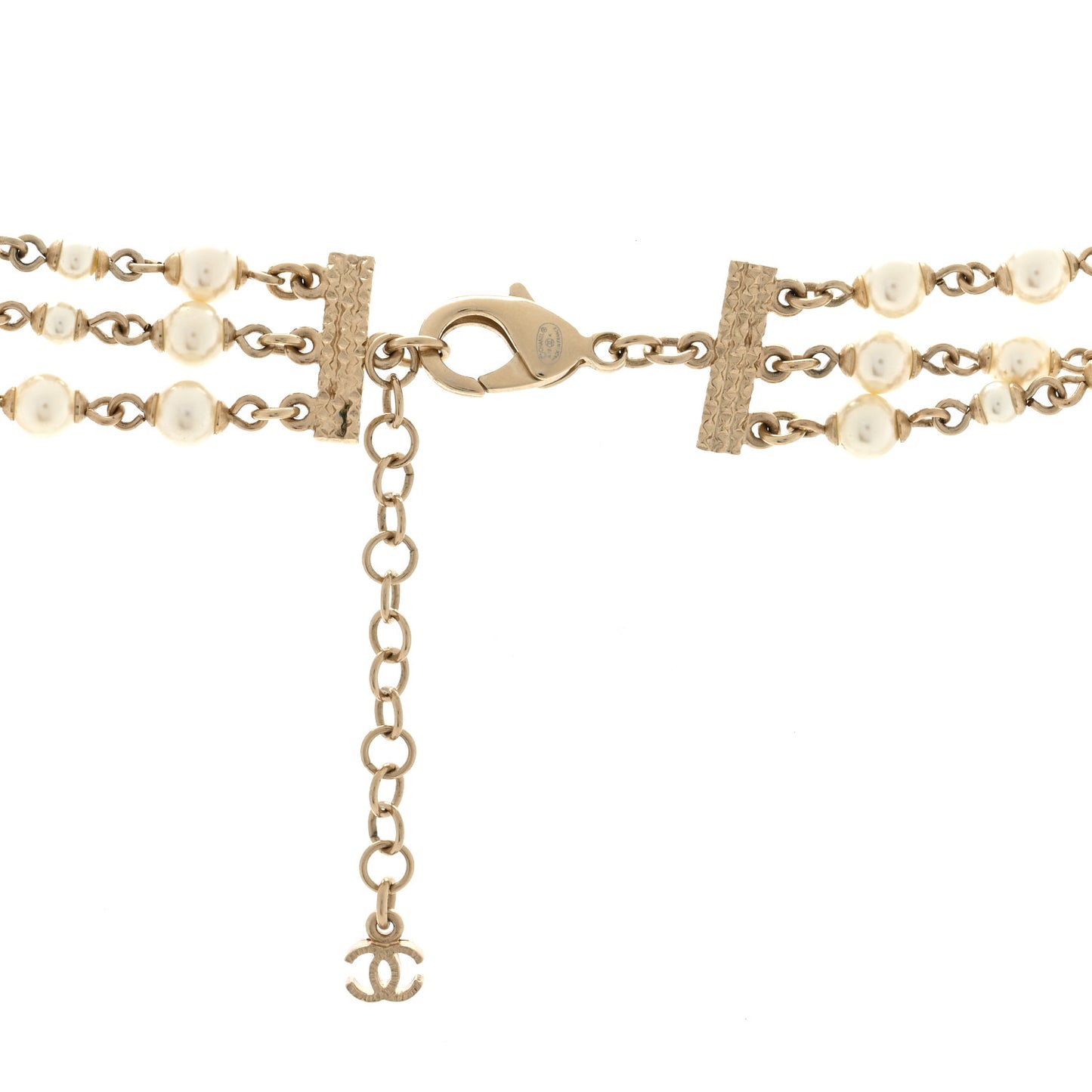Pearl Bead Multi Strand CC Long Necklace Gold