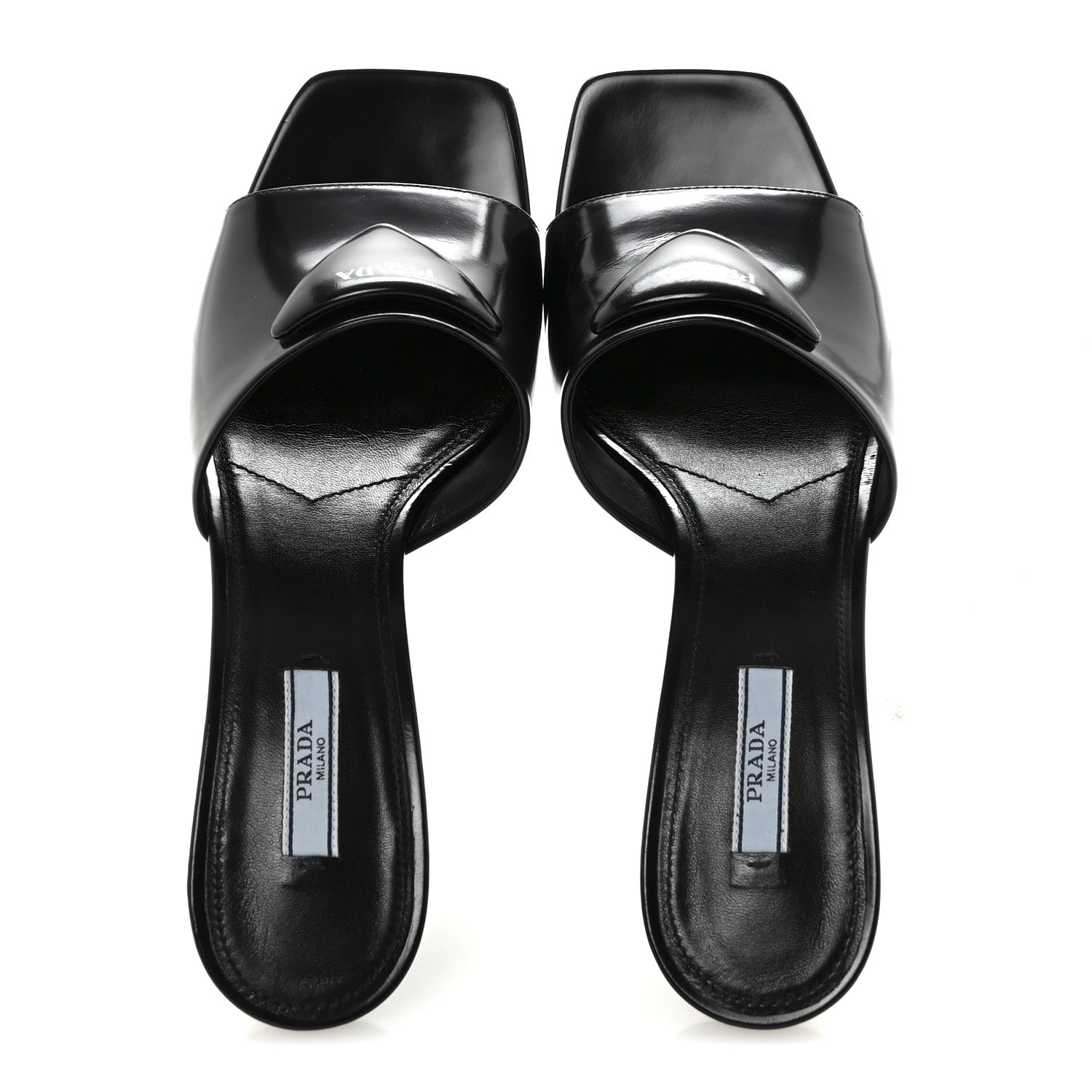 Prada Spazzolato Triangle Logo 65mm Slide Sandals 40 Black 2 of 9