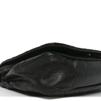 Chanel Glazed Calfskin Quilted CC XL Single Flap Black 9 of 10