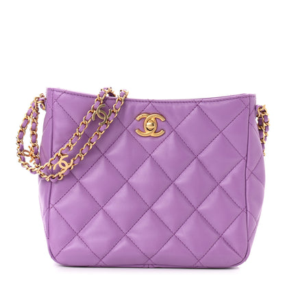 Chanel Lambskin Quilted Small Pick Me Up Hobo Purple 1 of 10