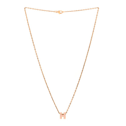 Hermes Lacquered Rose Gold Mini Pop H Pendant Necklace Rose Dragee 1 of 6