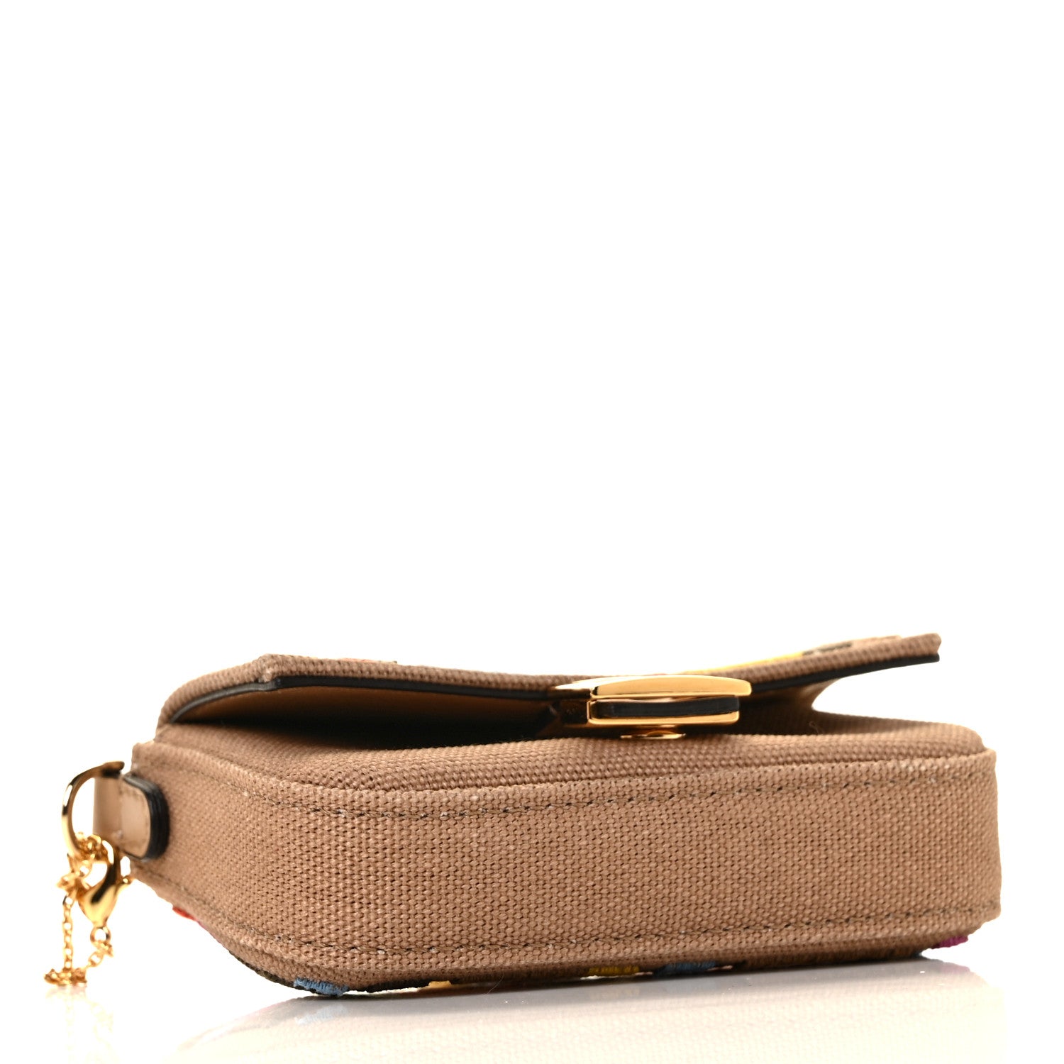 Fendi Canvas Vitello King FF Multicolor Embroidered Nano Baguette Charm Multicolor Cuoio 3 of 8