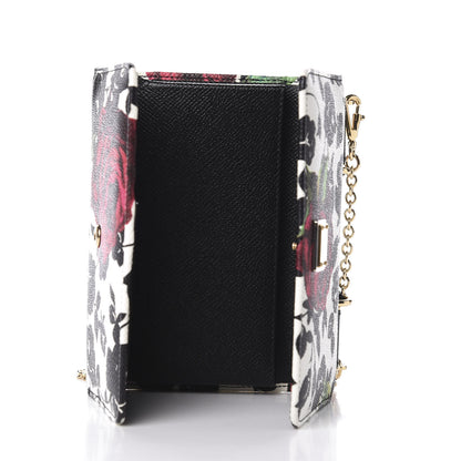 Dolce & Gabbana Dauphine Flower Printed Wallet On Chain Black White 4 of 10