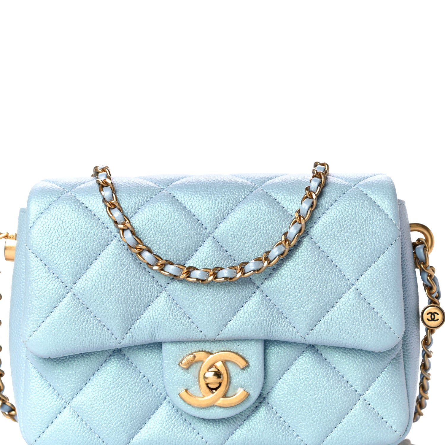 Chanel Iridescent Caviar Quilted Mini My Perfect Flap Light Blue 8 of 11