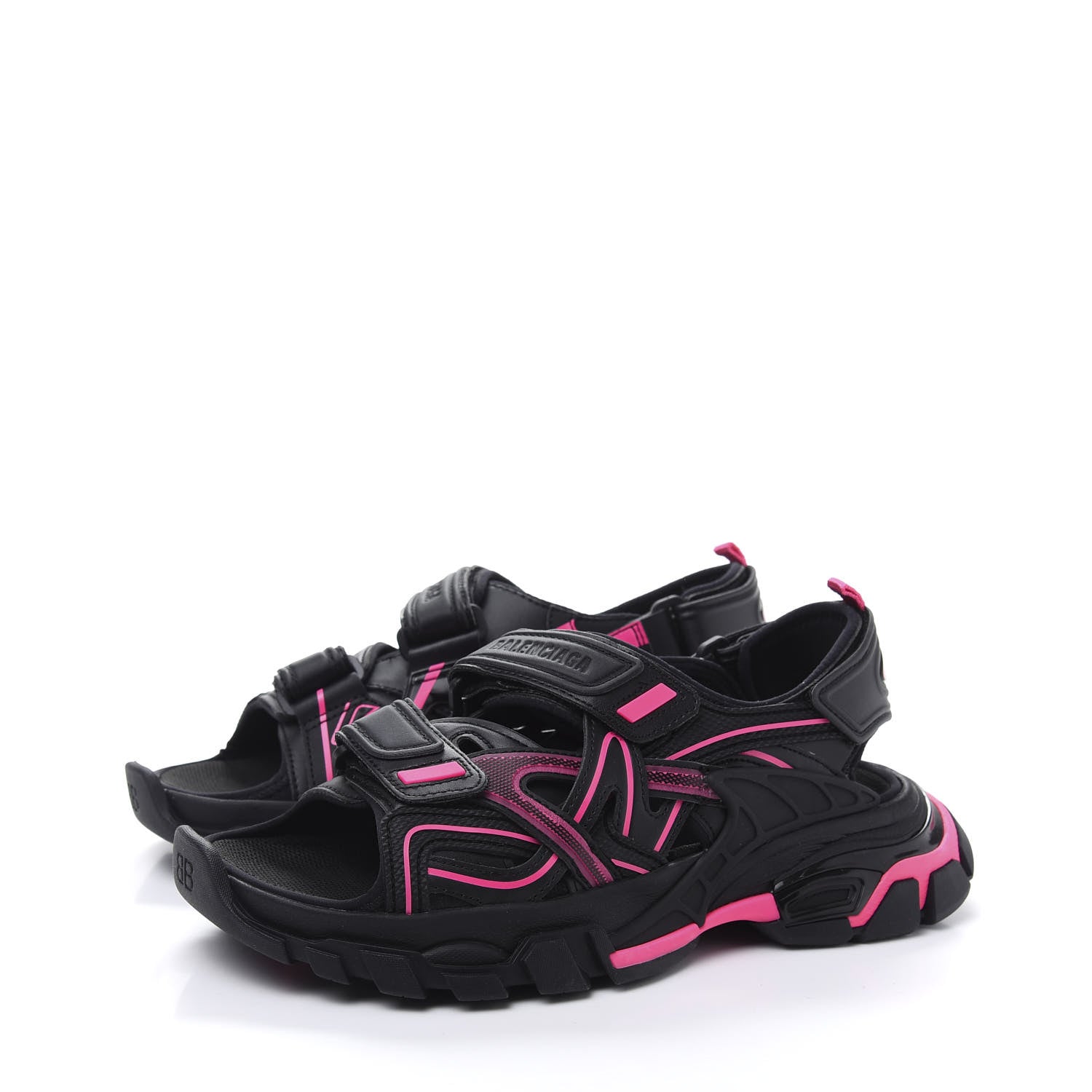 Balenciaga Rubber Neoprene Bi-Color Womens Track Sandals 37 Black Fluo Pink 3 of 8