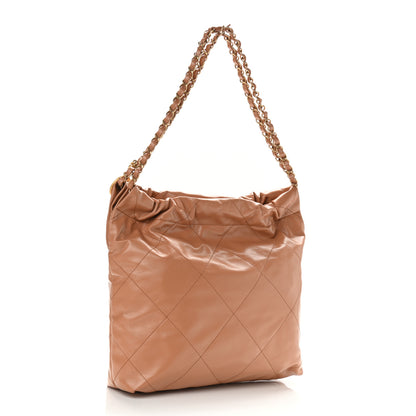 Chanel Shiny Calfskin Quilted Small Chanel 22 Camel 4 of 12