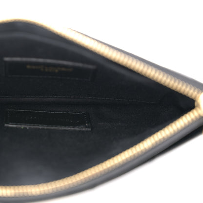 Saint Laurent Grain De Poudre Chevron Monogram Bill Pouch Black 5 of 10