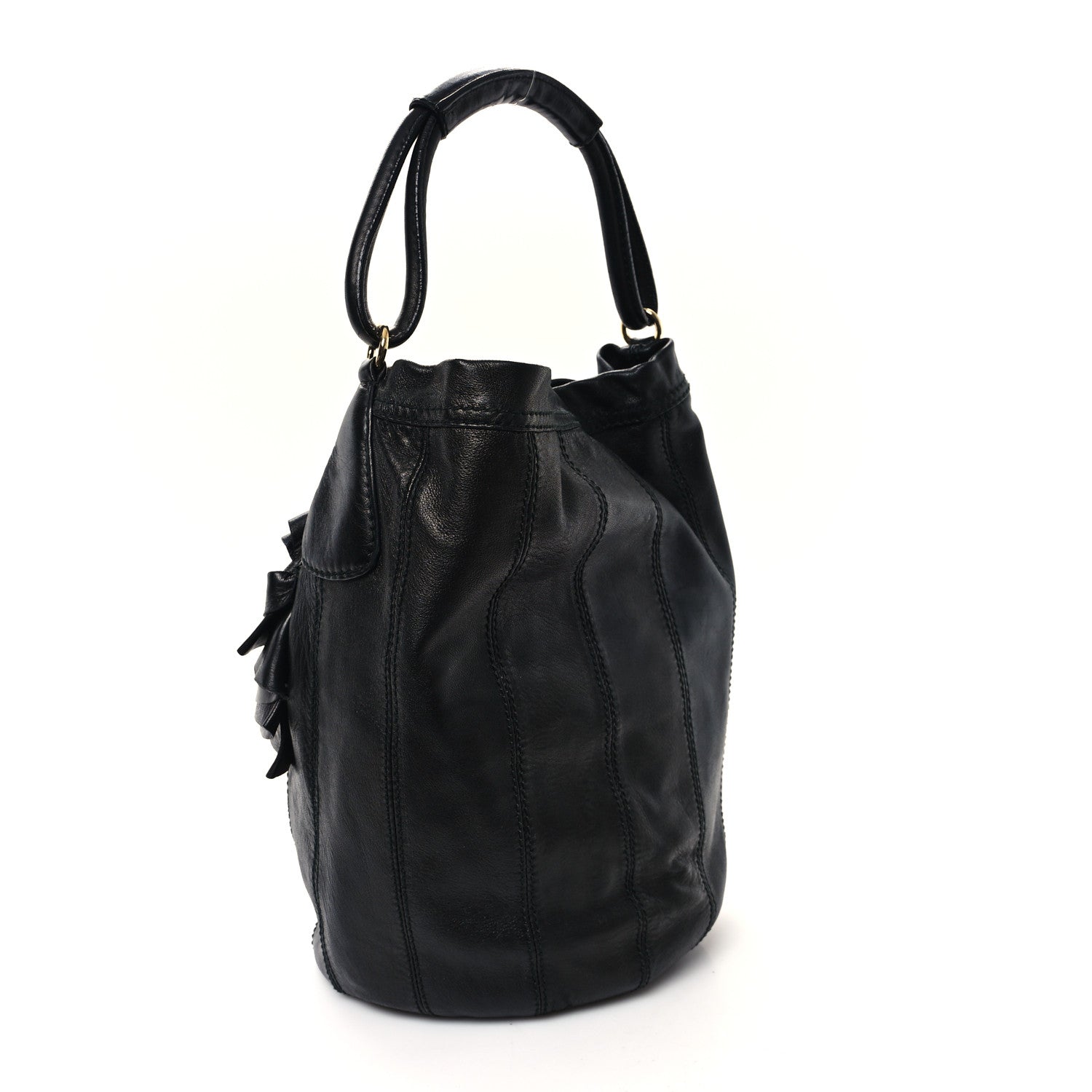 Valentino Garavani Nappa Rosette Bucket Bag Black 3 of 11