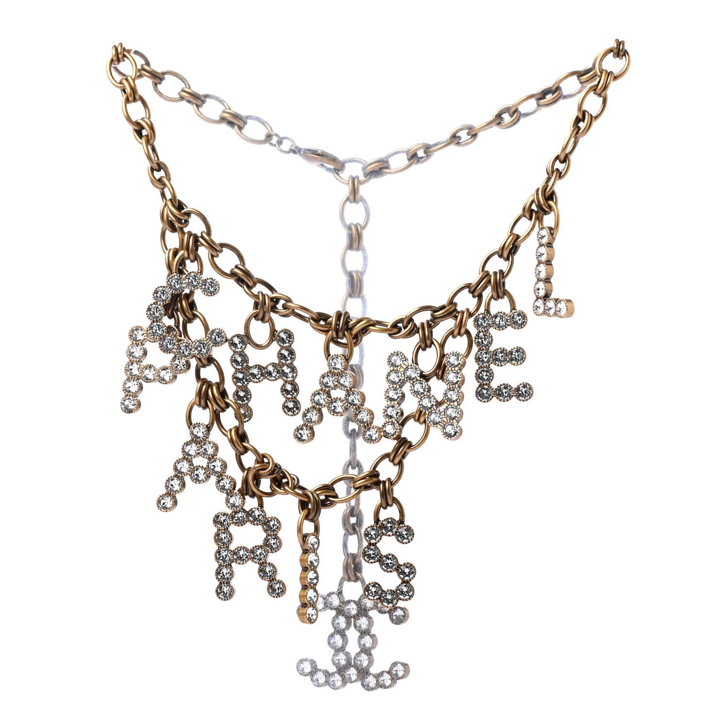 Crystal City of Lights Letter Chain Necklace Gold