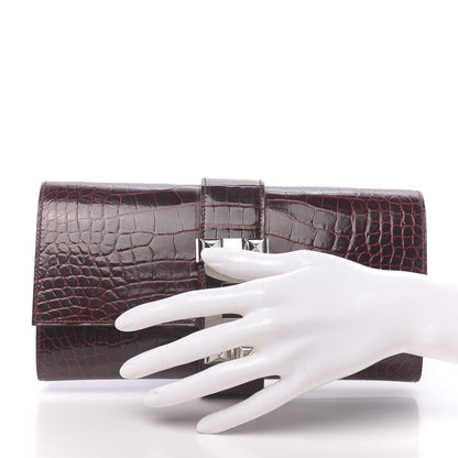 Hermes Shiny Alligator Medor Clutch 23 Bordeaux 2 of 11