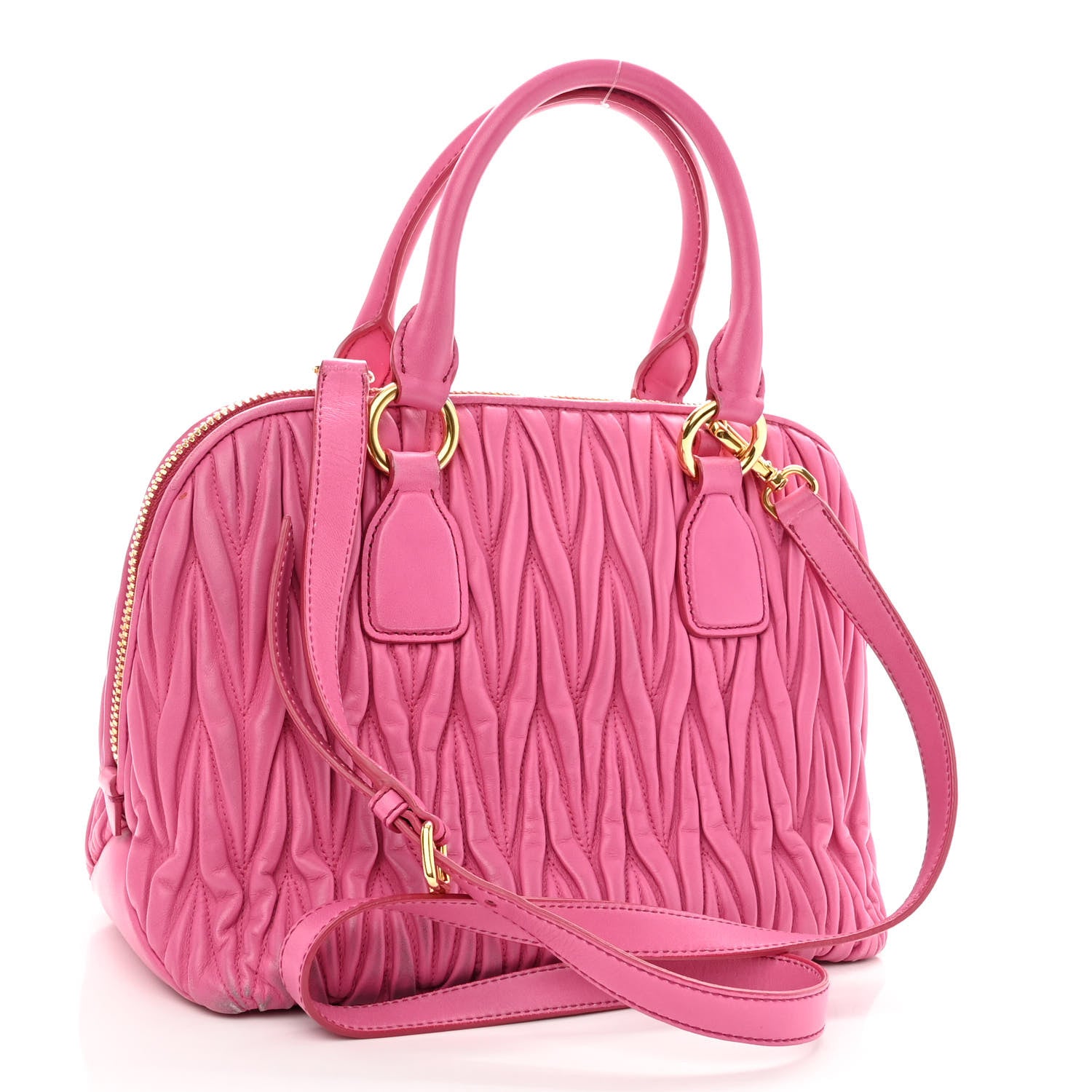 Miu Miu Nappa Matelasse Lux Mini Crossbody Tote Peonia 3 of 15