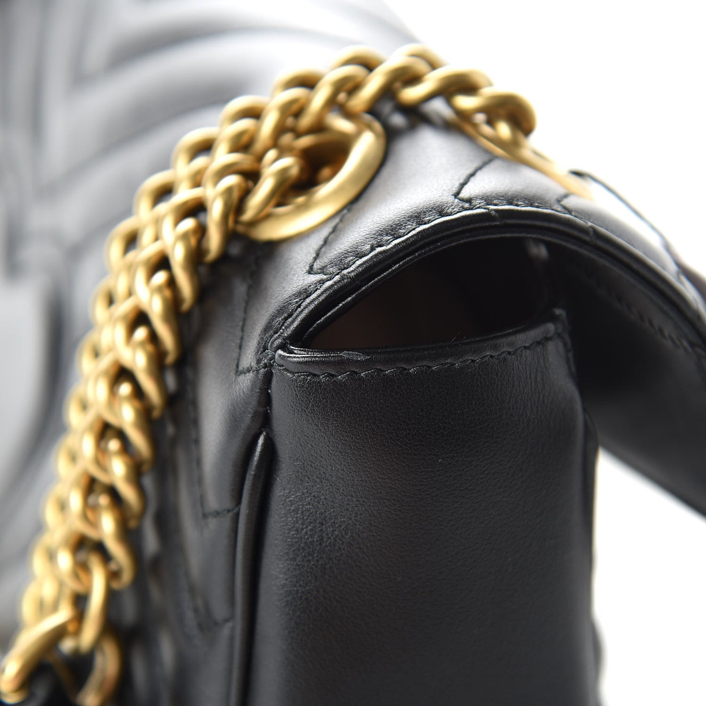 Calfskin Matelasse Small GG Marmont Shoulder Bag Black