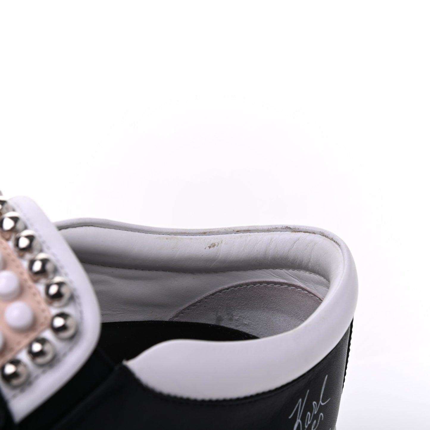 Calfskin Studded Karlito Slip On Sneaker 36 Black