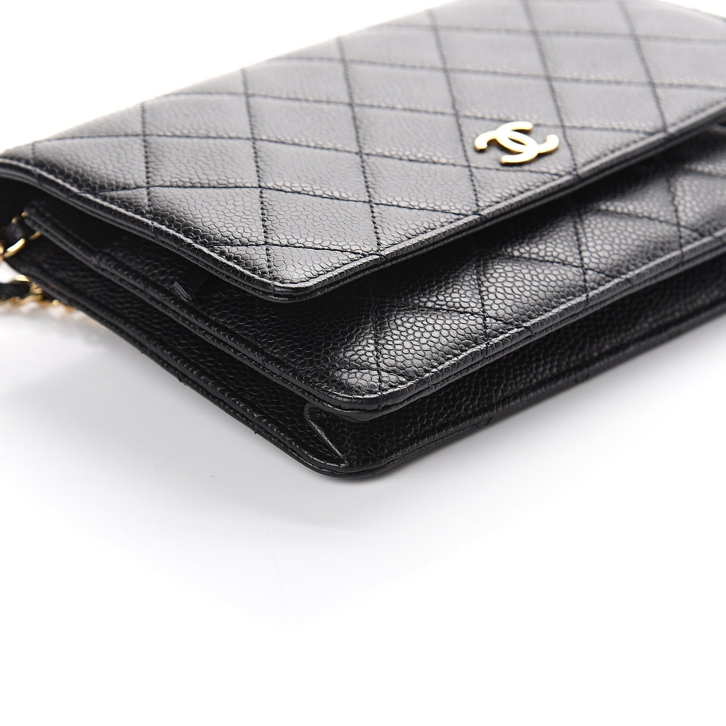 Caviar Quilted Wallet On Chain WOC Black