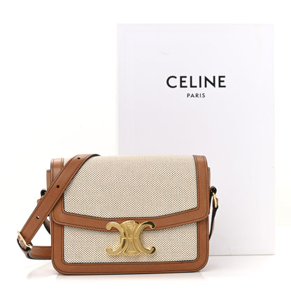 Celine Textile Natural Calfskin Teen Triomphe White Tan 14 of 14
