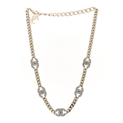 Chanel Crystal Chain CC Link Choker Gold Silver 3 of 7