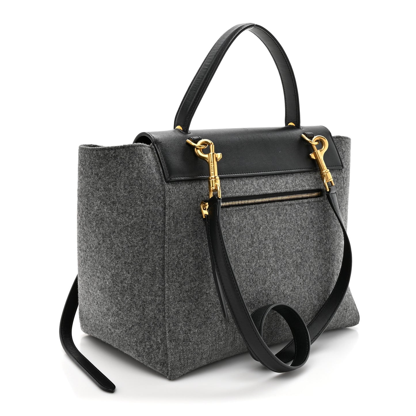 Felt Smooth Calfskin Mini Belt Bag Grey Black