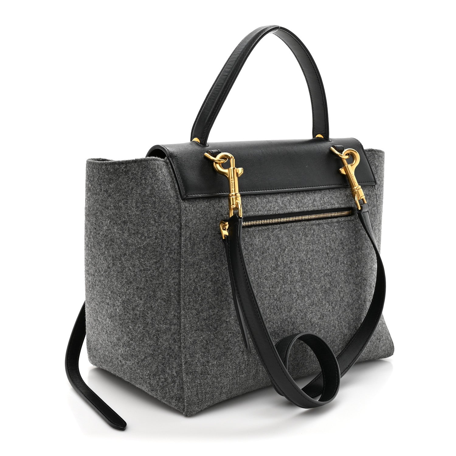 Celine Felt Smooth Calfskin Mini Belt Bag Grey Black 3 of 12