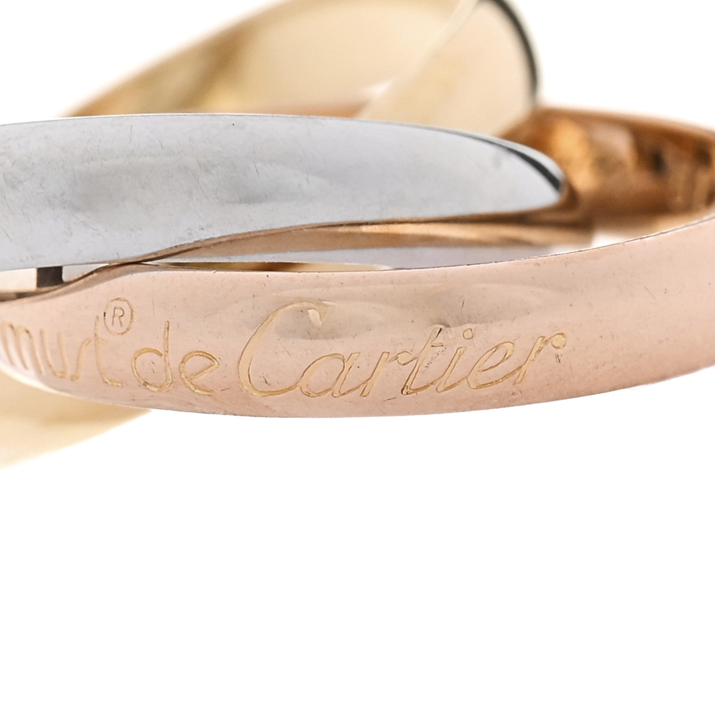 18K Pink Yellow White Gold Classic Les Must De Cartier Trinity Ring 51 5.75