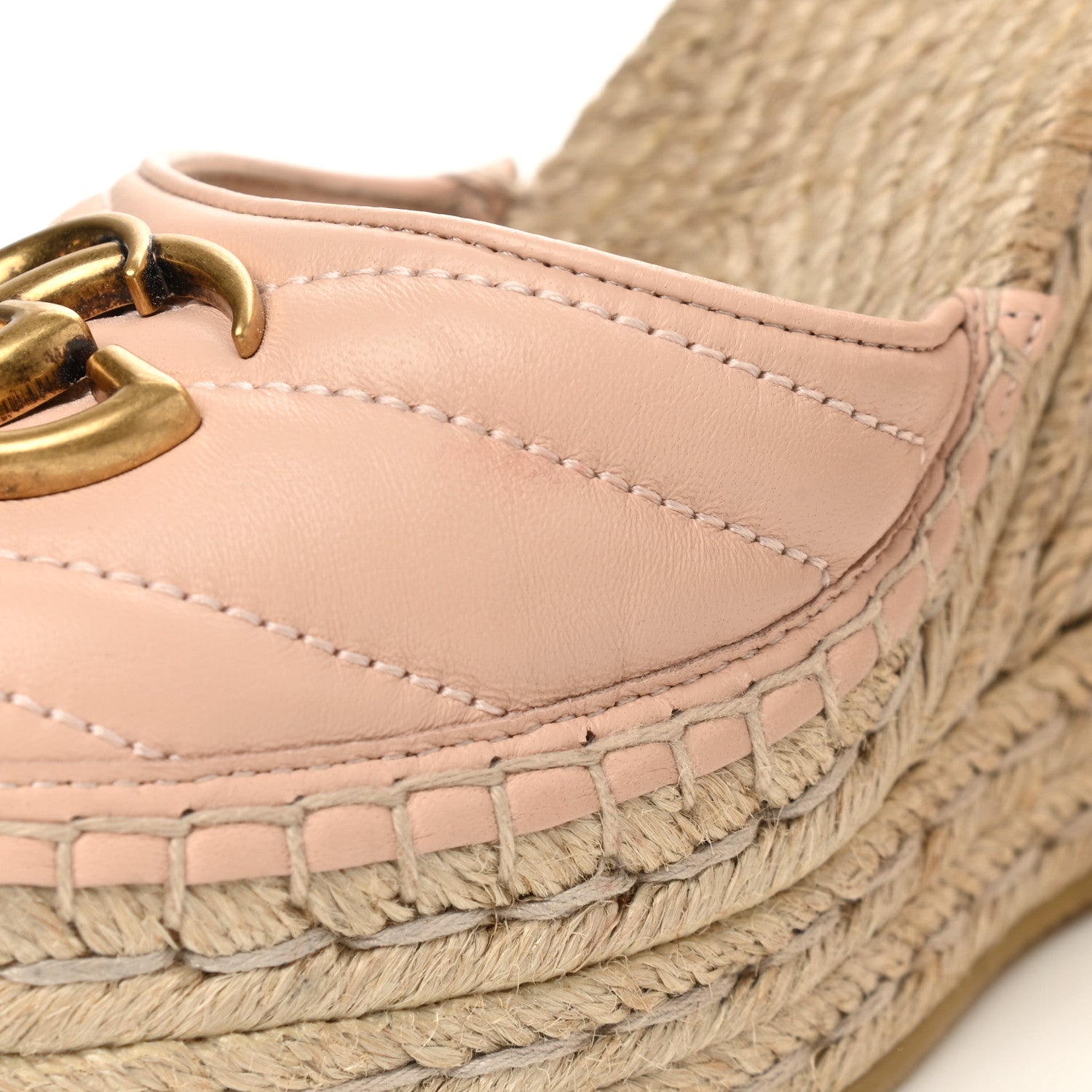 Gucci Nappa Matelasse GG Marmont Ankle Wrap Platform 35/120mm Espadrille Wedges 39 Skin Rose 13 of 15