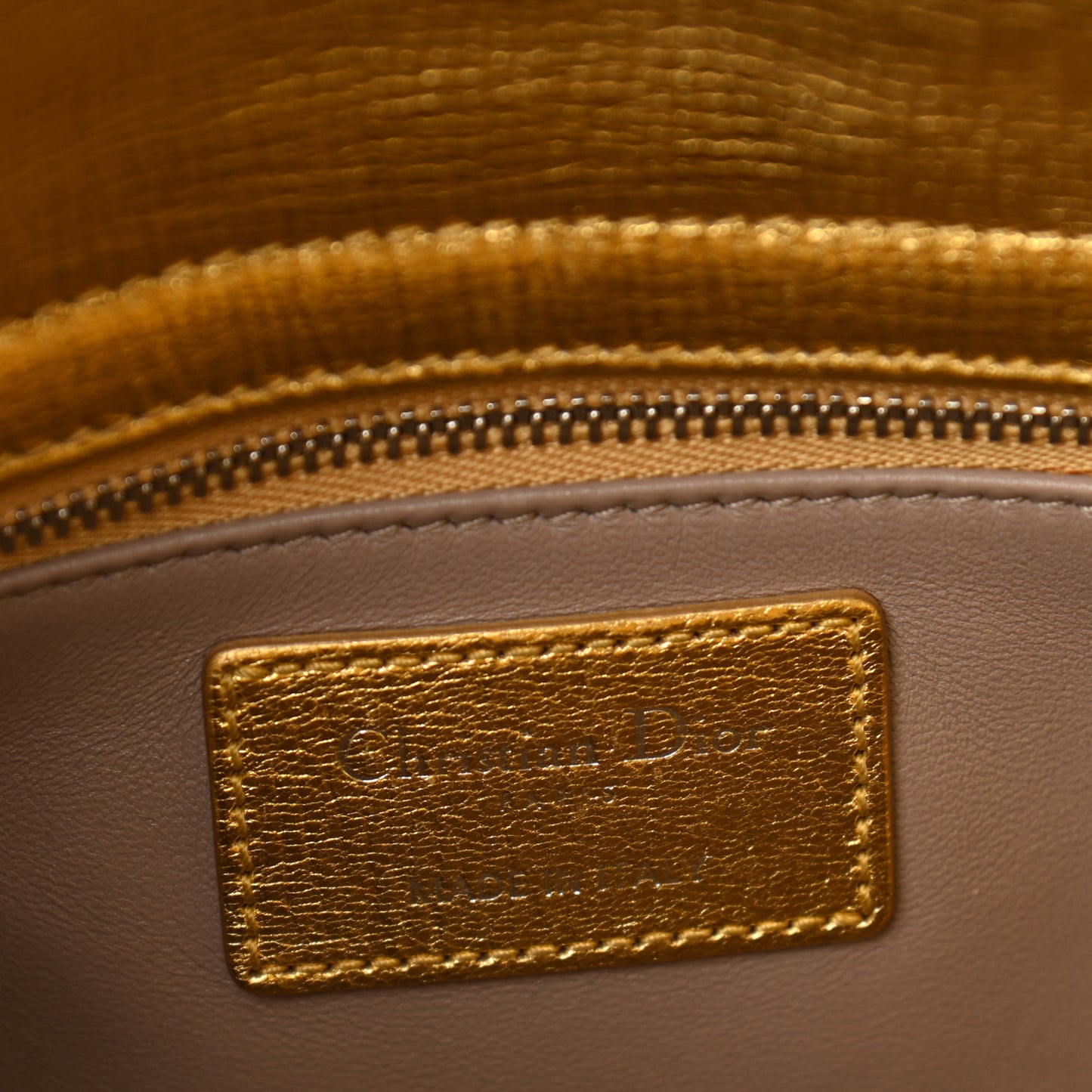 Metallic Grained Calfskin Cannage Small Lucky Badges My Lady Dior Gold